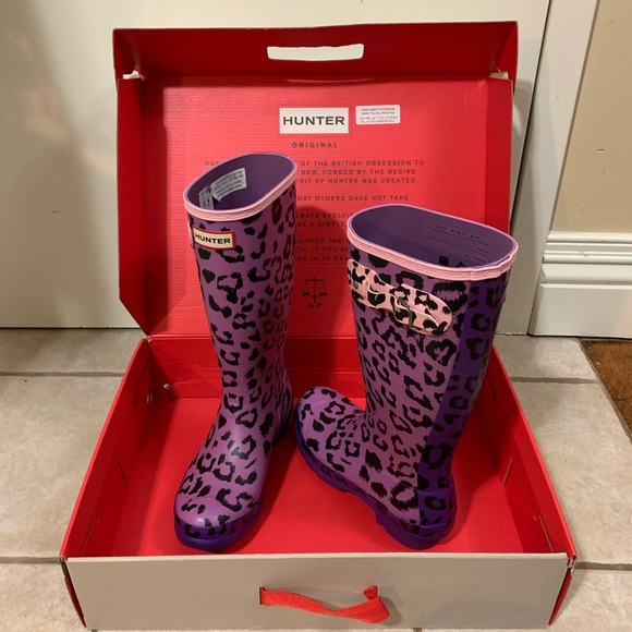 leopard rain boots hunter